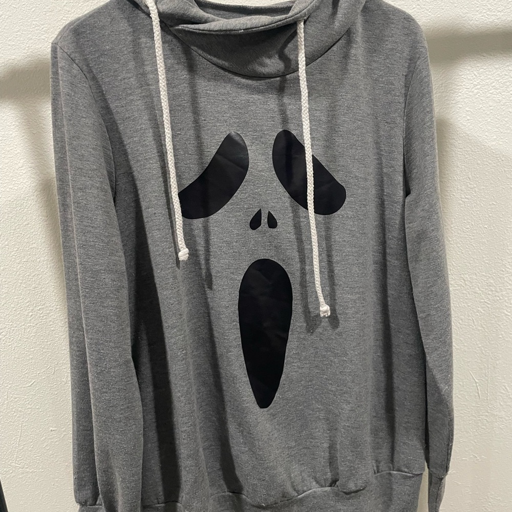 Gray Hoodie with Black Graphic